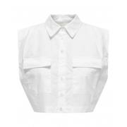 Witte mouwloze blouse met plooien Only , White , Dames