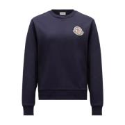 Navy Logo Patch Sweatshirt Casual Style Moncler , Blue , Dames