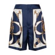 Blauwe Bedrukte Zijden Broek Bally , Multicolor , Dames