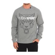 Ronde Hals Sweatshirt met Merkprint Plein Sport , Gray , Heren