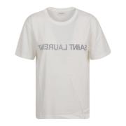 Ronde Hals T-shirts en Polos Saint Laurent , Beige , Dames