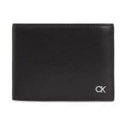 Trifold Leren Portemonnee met Metalen Logo Calvin Klein , Black , Here...