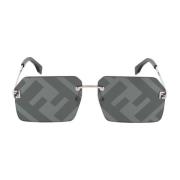 Onregelmatige Metalen Zonnebril Fe40043U Fendi , Gray , Unisex