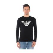 Comfortabele Gebreide Trui Pullover Emporio Armani , Black , Heren