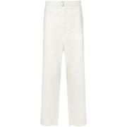 Roomwit Katoenmix Tapered Broek Lemaire , White , Heren