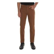 Klassieke 5-pocket broek met leren label Fay , Brown , Heren