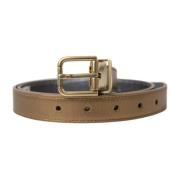 Metallic Gouden Leren Riem met Metalen Gesp Dolce & Gabbana , Yellow ,...