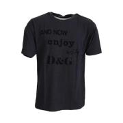 Grijze Motief Print Crew Neck T-Shirt Dolce & Gabbana , Gray , Heren