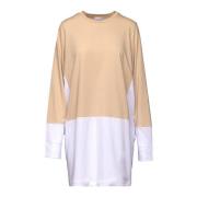 Lange Mouw Jersey T-shirt Crème/Wit Douuod Woman , Multicolor , Dames