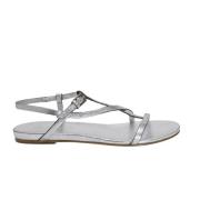 Metallic Silver Flat Sandal DEL Carlo , Gray , Dames