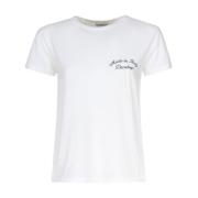 Witte Katoenen T-shirt Ronde Kraag Korte Mouwen Dondup , White , Dames
