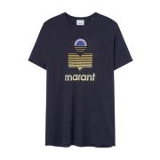 Navy Blauw Bedrukte Shirt Isabel Marant , Blue , Heren