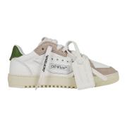 Witte Leren Sneakers met Groene Patch Off White , Multicolor , Dames