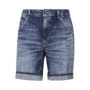 Denim Katoenen Shorts Rits Zakken Dondup , Blue , Heren