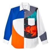 Kleur Blok Katoenen Overhemd Comme des Garçons , Multicolor , Heren