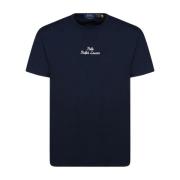 Blauw Katoenen T-shirt met Witte Tekst Ralph Lauren , Blue , Heren