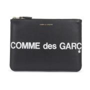 Zwarte Portemonnee met Groot Logo Comme des Garçons , Black , Dames