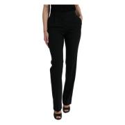 Zwarte Wol Tapered Broek Dolce & Gabbana , Black , Dames