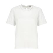 Gestreept katoenen T-shirt met ronde hals Peserico , White , Dames