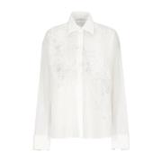 Witte Katoenen Overhemd met Borduursels Ermanno Scervino , White , Dam...