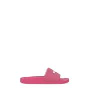 Fuchsia Rubber Slippers Front Logo Msgm , Pink , Dames