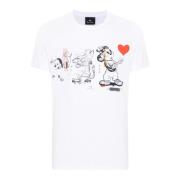 Cartoon Slim Fit T-shirt PS By Paul Smith , White , Heren