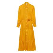 Elegante Lange Jurk met Ruches Ines De La Fressange Paris , Yellow , D...