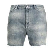 Vernietigde Denim California Shorts Saint Laurent , Blue , Heren