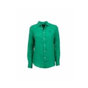 Knoop Front Shirt Polo Ralph Lauren , Green , Dames