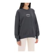 Logo Print Sweatshirt Oversized Casual Style Ganni , Gray , Dames