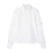 Witte Popline Bandjes Shirt Off White , White , Dames