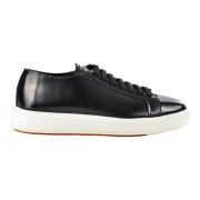 Italiaanse Leren Sneakers Santoni , Black , Heren