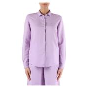 Linnen en Viscose Regular Fit Overhemd Sun68 , Purple , Dames