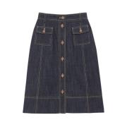 Elegante Denim A-lijn Rok Ines De La Fressange Paris , Blue , Dames