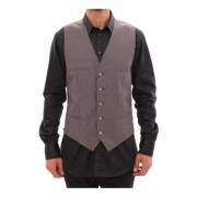 Grijze Slim Fit Knoopsluiting Vest Dolce & Gabbana , Gray , Heren