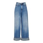 Klassieke Denim Jeans met Manchetten Icon Denim , Blue , Dames