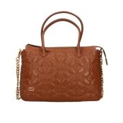 Bruin Leren Shopper Tas La Carrie , Brown , Dames