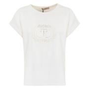 Witte T-shirts en Polos met Logo Twinset , White , Dames