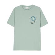 Bloemen Logo Print Crew Neck T-shirt Maison Kitsuné , Blue , Heren