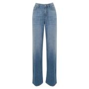 Hoge Taille Denim Jeans Rechte Pijp Roy Roger's , Blue , Dames