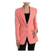Stijlvolle Roze Peak Lapel Blazer Dolce & Gabbana , Pink , Dames