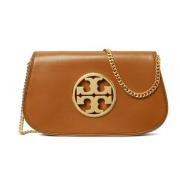 Reva Logo-Plaque Clutch Tas Tory Burch , Brown , Dames