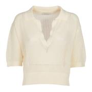 Beige Polo Crop Sweater Laneus , Beige , Dames