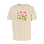 Surfende Vossen Comfort T-shirt Maison Kitsuné , Beige , Heren