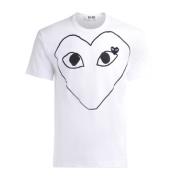 Witte Katoenen Hart Voorkant T-Shirt Comme des Garçons Play , White , ...