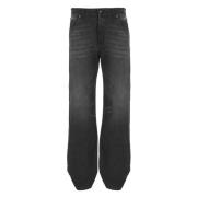 Zwarte Katoenen Jeans met Riemlussen Darkpark , Black , Dames
