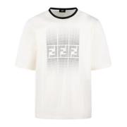 Gradient Print T-Shirt Casual Stijl Fendi , White , Heren