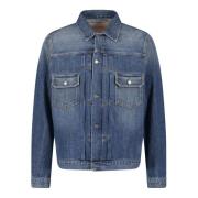 Gewassen Blauwe Denim Jas Tela Genova , Blue , Dames