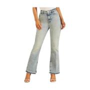 Flared Denim Jeans met Hoge Taille Guess , Blue , Dames
