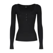 Katoen Elastaan Sweater Pinko , Black , Dames